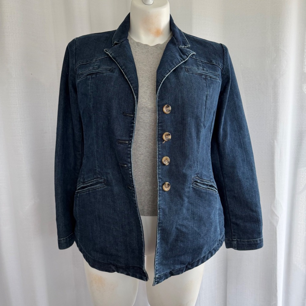 Coldwater Creek Women's Denim Blazer  Size 14 Dark Blue‎ Wash Classic Western